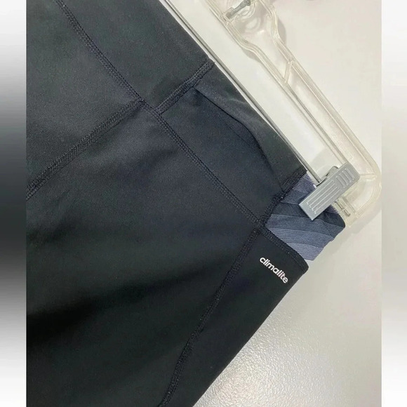 Adidas Climalite Black Leggings Women's Cropped Stretch Yoga Pants Mesh - Picture 5 of 6